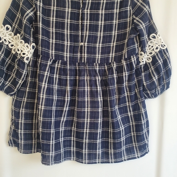 Suzanne Betro Sz M NWT prairie, babydoll empire waist puff sleeve top - Picture 8 of 11